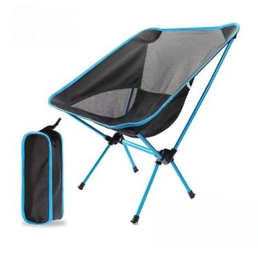 Imagem de Cadeira portátil e plegável，Dobrável Oxford 600D Ultraleve Praia Camping Pesca Com Bolsa Bask(Azul)