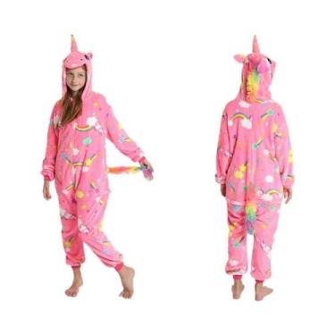 Imagem de Pijamas De Unicórnio Para Crianças, Kigurumi De Flanela Para Meninos E