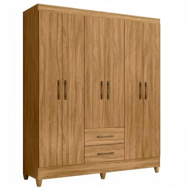 Imagem de Guarda Roupa Roupeiro Casal Panama 6 Portas 2 Gavetas Freijo - Moval