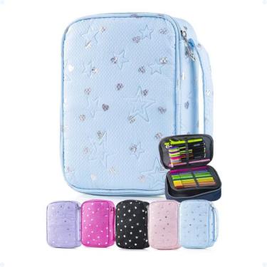 Imagem de Estojo Escolar Organizador Box Grande Canetas Com Divisórias - Hxt, Az