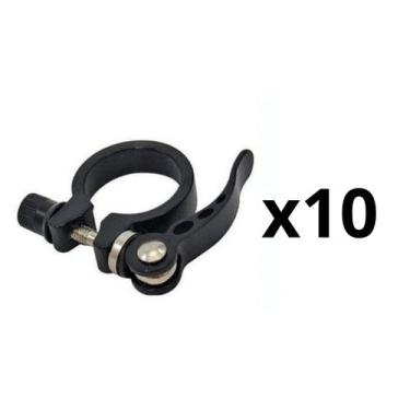 Imagem de Kit 10 Abraçadeiras Selim 31.8mm com Blocagem Alumínio Preto - GTS / I