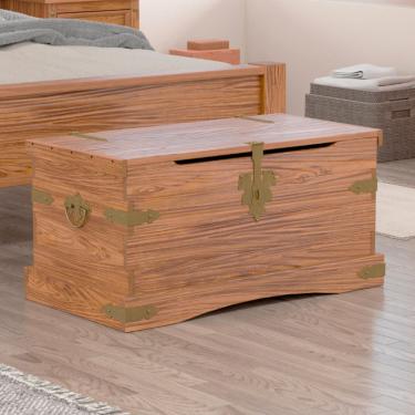 Imagem de Baú de Madeira Maciça 92x50x46 cm Carvalho Rústico Elliottiis