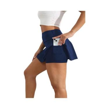 Imagem de Saia Mini Plissada De Cintura Alta Para Mulheres, Secagem Rápida, Com 