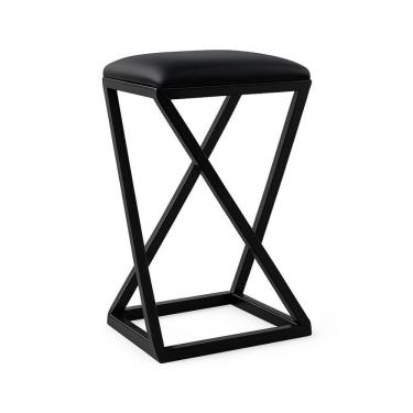 Imagem de Banqueta Z Baixa 50 Cm Banquinho Cozinha Balcão Bar Corino Cor:preto