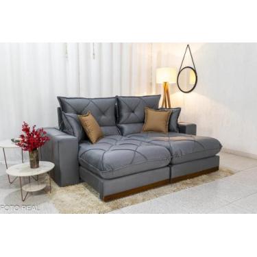 Imagem de Sofá Retrátil Reclinável Gran Bello 2.30m Veludo Cinza 20 - Molas Ensa