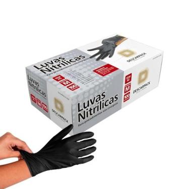Imagem de Luva Nitrílica preta sem pó descarpack Tamanho M 100 unidades
