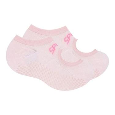 Imagem de Meia Selene Sapatilha Pilates Antiderrapante Feminina - Rosa Claro 34-