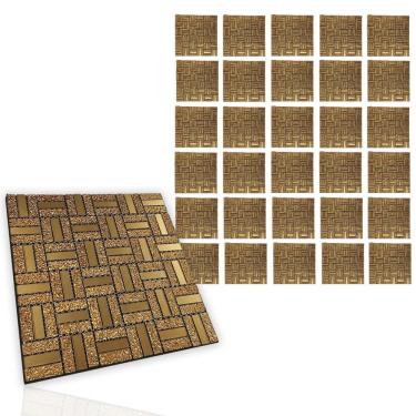 Imagem de Pastilha De Vidro Adesiva Kit 30 Uni Parede Sala Cozinha Banheiro Decorativa Facil Aplicacao Moderna Requintado Reforma
