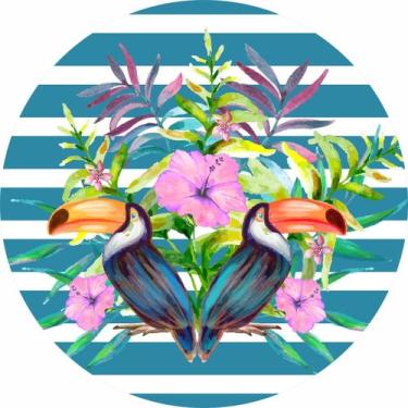Imagem de Painel De Tecido Sublimado Redondo Tucanos Tropicais C/Elástico - Fabr