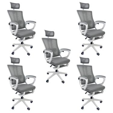 Imagem de Kit 5 Cadeiras de Escritório Oficial Paris Cinza