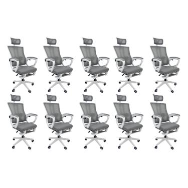 Imagem de Kit 10 Cadeiras de Escritório Oficial Paris Cinza
