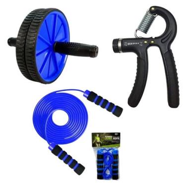 Imagem de Kit Treino em Casa Hand Grip Corda Roda Abdominal - MBfit