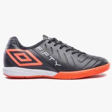 Imagem de Chuteira Futsal Umbro Fifty VI Unissex Preto, Preto coral branco, 41