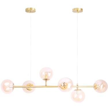 Imagem de Luminária Lustre 110Cm Jabuticaba 6 Globos Vidro Pendente - GIMPO