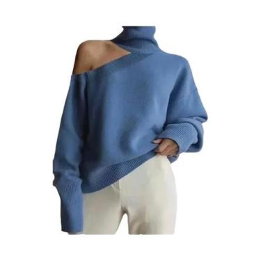 Imagem de Suéter Feminino De Gola Alta Em Cor Sólida, Moda Outono Inverno, Elega