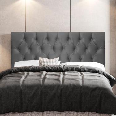 Imagem de Cabeceira Cama Box Casal Madrid 140cm Suede Cinza - Abmaza