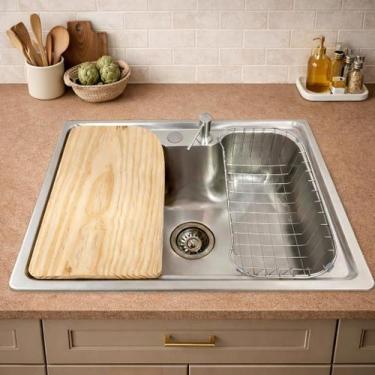 Imagem de Cuba Cozinha Gourmet Pia Inox 201 Com Acessórios e Tábua De Corte - Vi