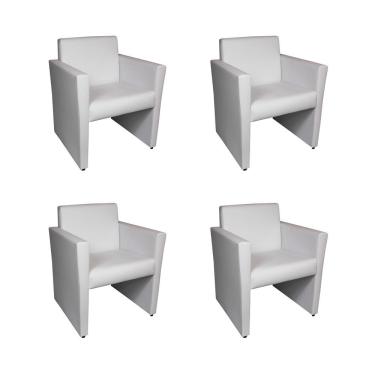 Imagem de Kit 4 Poltronas Nina Slim 1 Lugar Pé Fechado Couro Sintético Branco Rud House