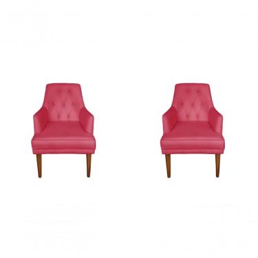 Imagem de Kit 2 Poltronas Decorativas Paris Suede Rosa Do Lar Móveis e Decoração