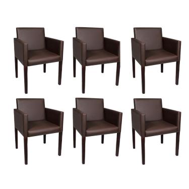 Imagem de Kit 6 Poltronas Nina Executiva Em Couro Sintético Marrom Rud House