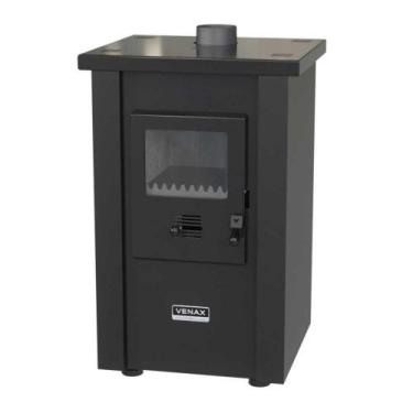 Imagem de Calefator A Lenha Dupla Combustão Vulcano Preto Fosco - Venax