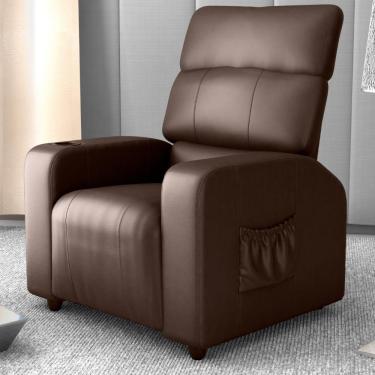 Imagem de Poltrona Reclinável Hi Para Descanso Veludo Marrom Mais de Casa