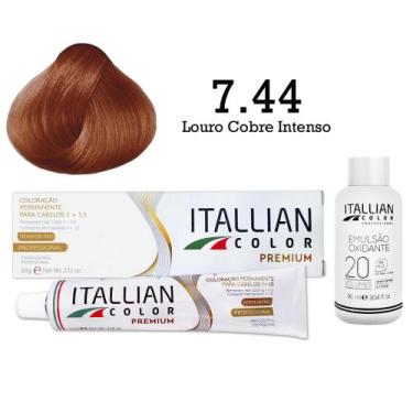 Imagem de Coloração 7.44 Louro Cobre Intenso + Oxi 20 Vol  Itallian Color - Ital