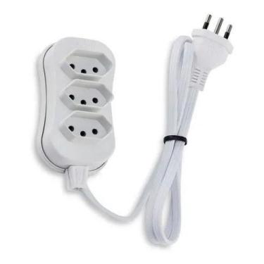 Imagem de Extensão Tripolar Forceline 3 Tomadas Bivolt 1 Metro Branco - Congratu