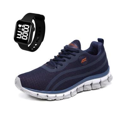 Imagem de Combo Tênis Masculino Com Relogio Quadrado Ideal para Caminhar, Treinar e Usar no Dia a...