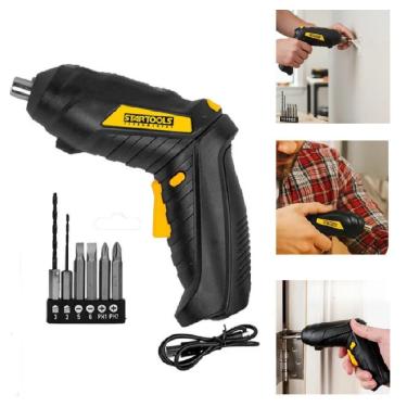 Imagem de Mini Parafusadeira Eletrica Furadeira Dobravel Kit Sem Fio