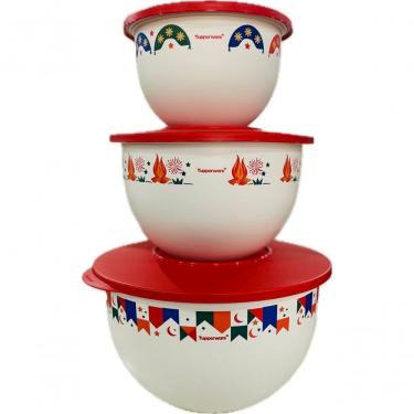 Imagem de Kit de Tigelas Sabor de Arraiá Murano para Servir e Armazenar em Plástico com 4,3L 2,5L...
