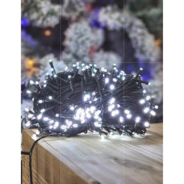 Imagem de Pisca Natalino Cordão 100 Leds 10m 110V Uso Interno sem Emenda Fio Verde Branco OEM