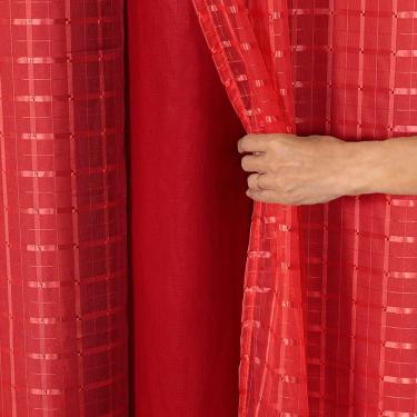 Imagem de Cortina Blackout Pvc Com Voil Xadrez 2,80m X 1,60m - Vermelho