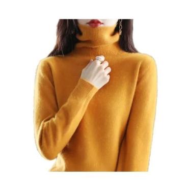 Imagem de Suéter De Cashmere Com Gola Alta Em Pelúcia De Mink Para Mulheres, Out