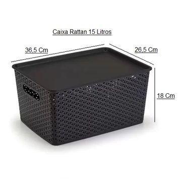 Imagem de Caixa Organizadora Rattan Empilhável de 15 Litros Para Brinquedo, Roup