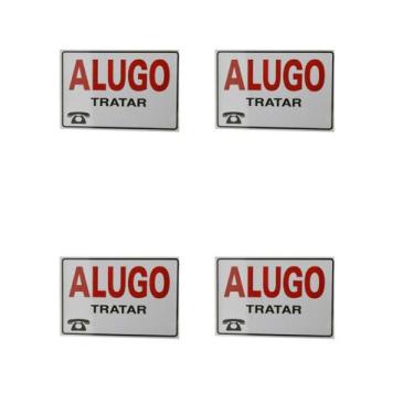 Imagem de KIT 4 PlacaS DE Sinalização 30x20 FRASE Alugo, locação - JR