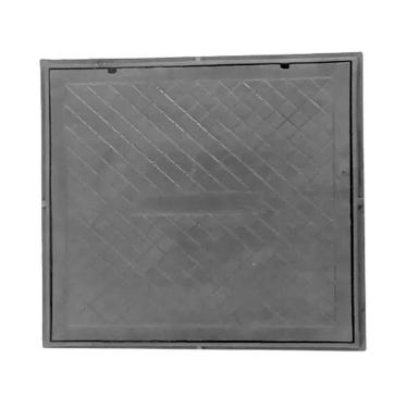 Imagem de Tampa Tampão de Chão Aterramento 20x20cm Ferro Fundido Preto Fundição Unicláudio