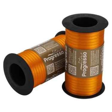 Imagem de Fita de Cetim Progresso Dupla Face 4mm - Nº 000 c/ 100 metros - Laranj