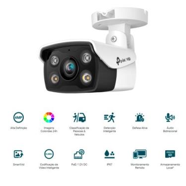 Imagem de Câmera IP Externa TPLink VIGI C340 4MP Fullcolor Noturna Bullet Poe Ip
