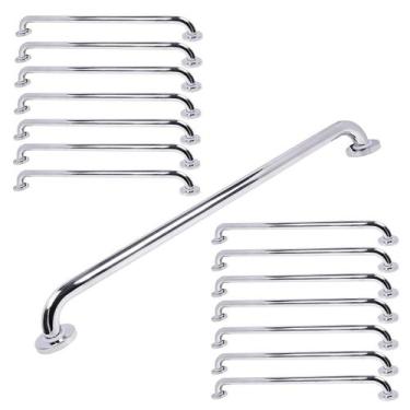 Imagem de Alça Barra Apoio 80cm Inox Kit 14 Uni Banheiro Cadeirante Idoso Defici