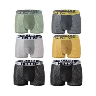 Imagem de Cuecas Boxer Masculinas plus Size 4XL De Seda Gelada Com Malha, Pacote