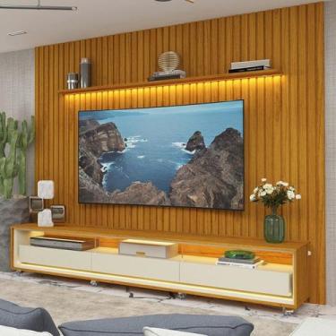 Imagem de Rack com Painel Ripado para TV até 90 Polegadas com LED 100% MDF 260CM