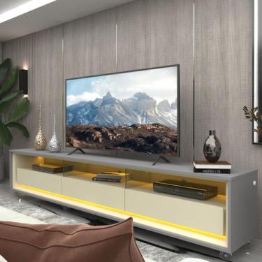 Imagem de Rack para TV até 85 Polegadas com LED 100% MDF 211,4cm Rodízios Requin