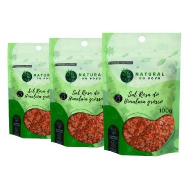 Imagem de Sal Rosa do Himalaia Grosso  Qualidade Premium Kit 3 Pouch  - Natural 