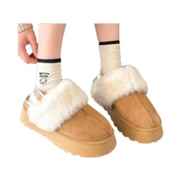 Imagem de Pantufas Femininas De Inverno Em Camurça, Botas De Neve Quentes Para C