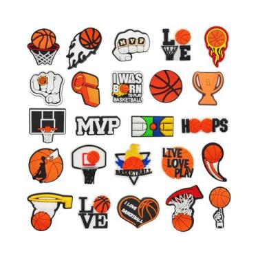 Imagem de Pingentes De PVC Com Tema De Basquete (24 Peças) Para Crocs, Sandálias
