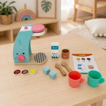 Imagem de Kit Cafeteira Infantil Brinquedo Cozinha Montessori 13 Peças - Yins Ki