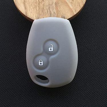 Imagem de YJADHU Porta-chaves de silicone para proteção do porta-chaves do carro Porta-chaves porta-chaves, adequado para Renault Clio Scenic Megane Duster Sandero Captur, cinza
