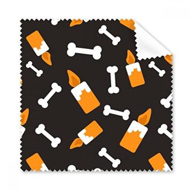 Imagem de Vela Bone Halloween Hallowmas pano de limpeza de tela de telefone limpador de óculos 5 peças