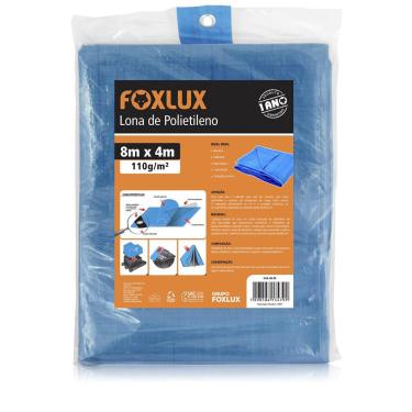 Imagem de Lona Carreteiro Azul 8x4m 150 micras 110g/m2 com Ilhoses Metálicos - Foxlux, Tamanho: 8x4